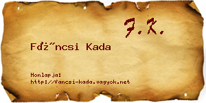 Fáncsi Kada névjegykártya